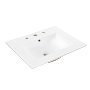 Ancillary 3-Hole 20 in. W x 18.25 in. D Classic Contemporary Rectangular Ceramic Single Sink Basin Vanity Top